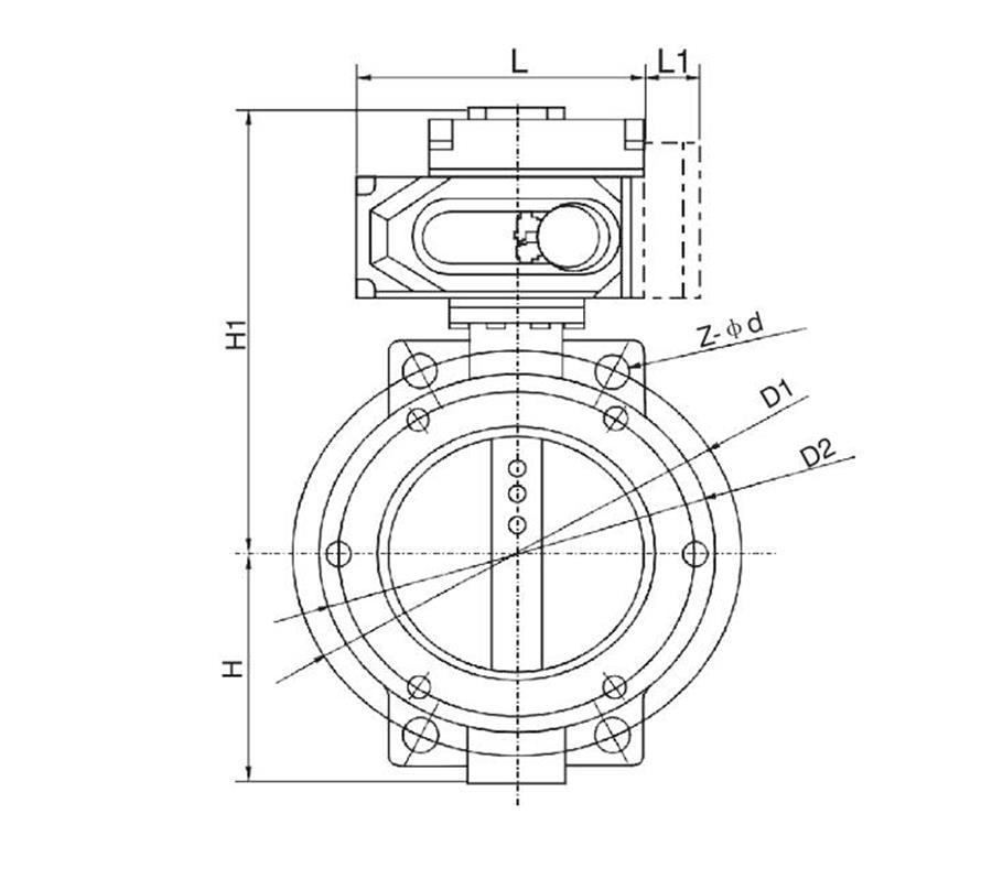 電動三偏心硬密封蝶閥(外形圖) 電動三偏心硬密封蝶閥(外形圖)